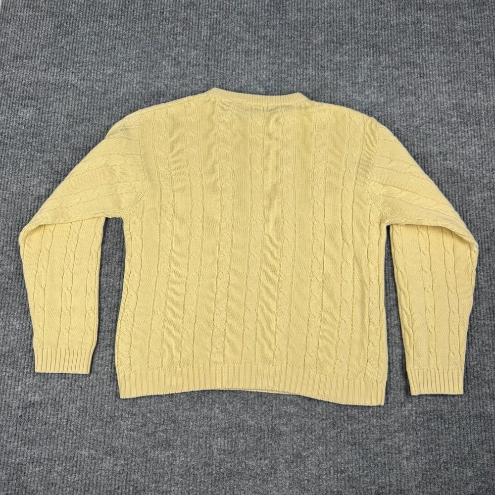 Vtg 90s Trader Bay Sears Sweater Mens M Cotton Cable Knit Crewneck Preppy Ivy